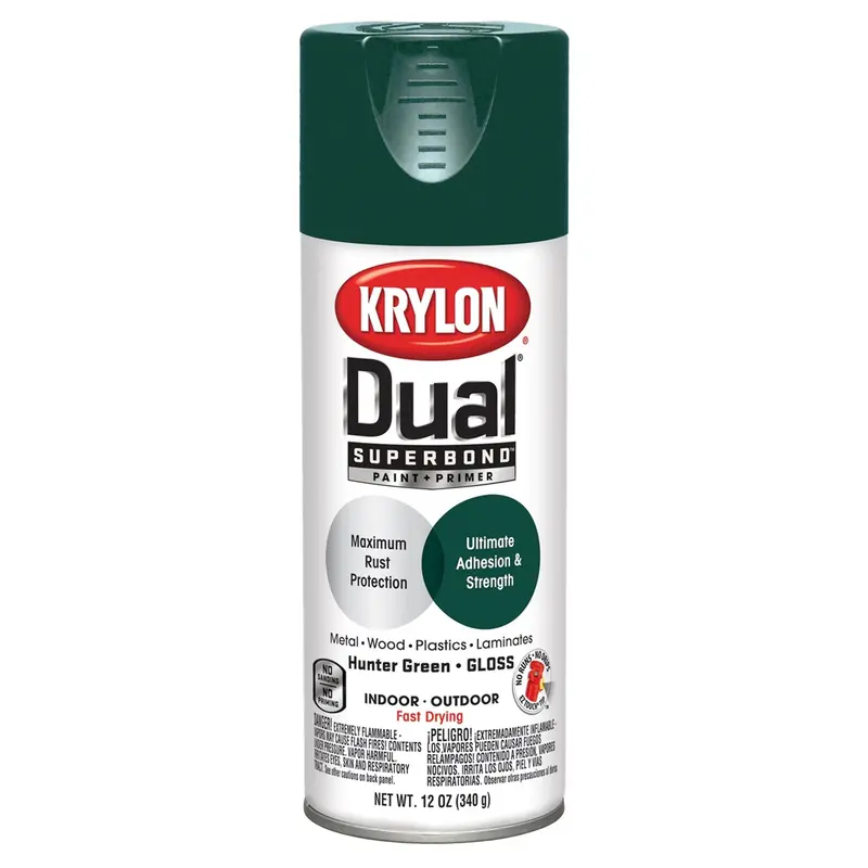 Krylon Dual Superbond Paint+Primer; Gloss Hunter Green; 12 Oz. Aerosol Dup8808 Krylon 1