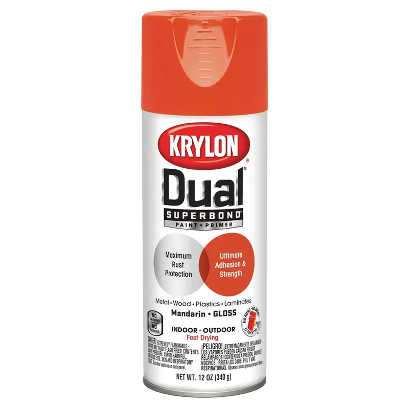 Krylon Dual Superbond Paint+Primer; Gloss Mandarin; 12 Oz. Aerosol Dup8815 Krylon 1