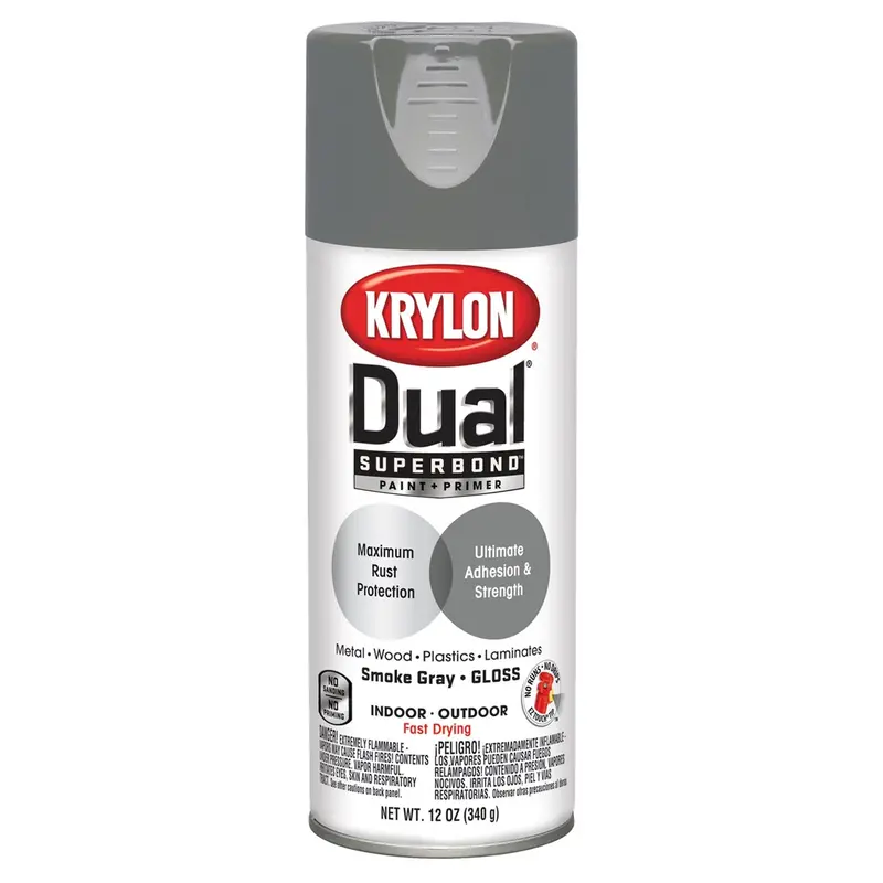 Krylon Dual Superbond Paint+Primer; Gloss Smoke Gray; 12 Oz. Aerosol Dup8818 Krylon 1