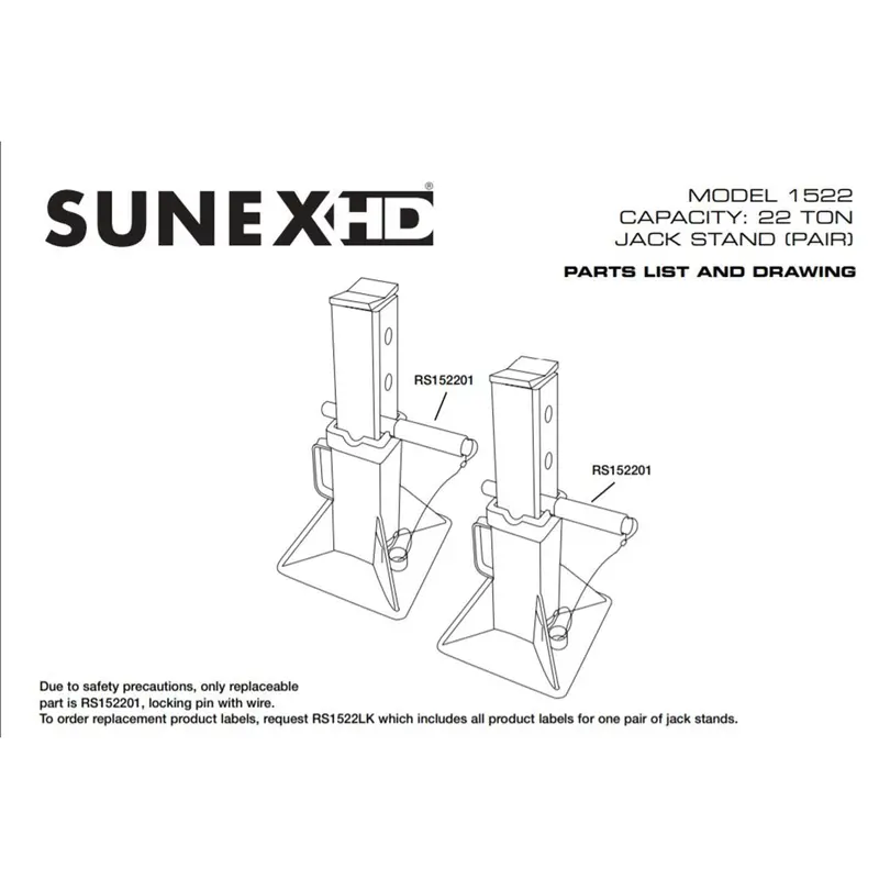 Locking Pin W/ Wire For 22 Ton Jack Stands (Each) Sunrs152201 Sunex 1