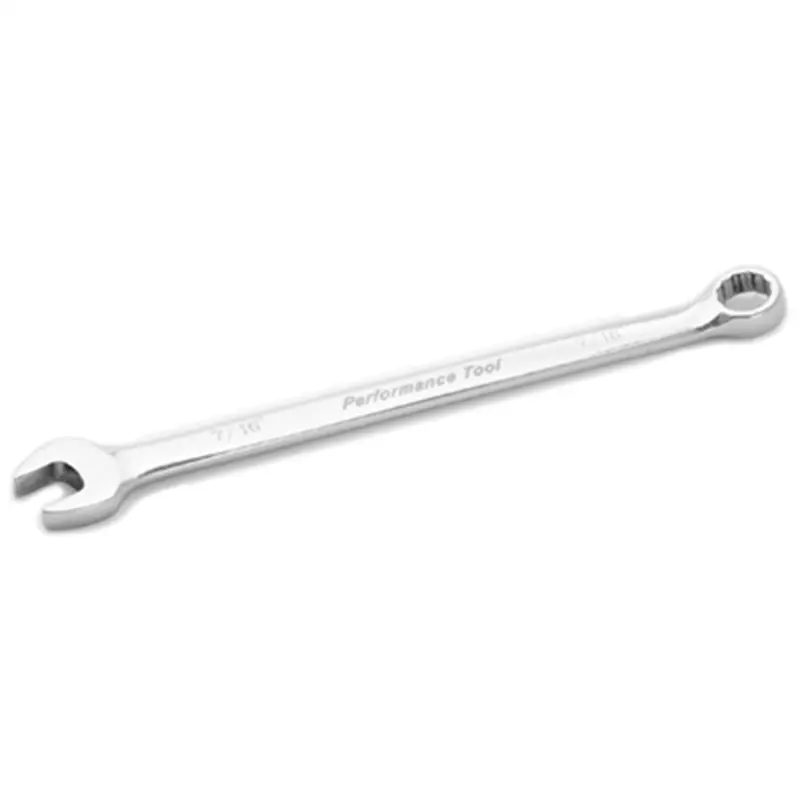 Long Chrome Combination Wrench, 7/16", With 12 Point Box End, Fully Polished, 6-9/16" Long Wlmw30314 Wilmar Corp. / Performance Tool 1