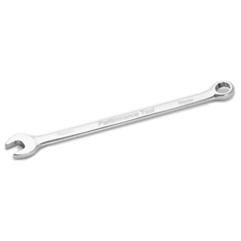 Long Chrome Combination Wrench, 9Mm, With 12 Point Box End, Fully Polished, 6-5/16" Long Wlmw30109 Wilmar Corp. / Performance Tool 1