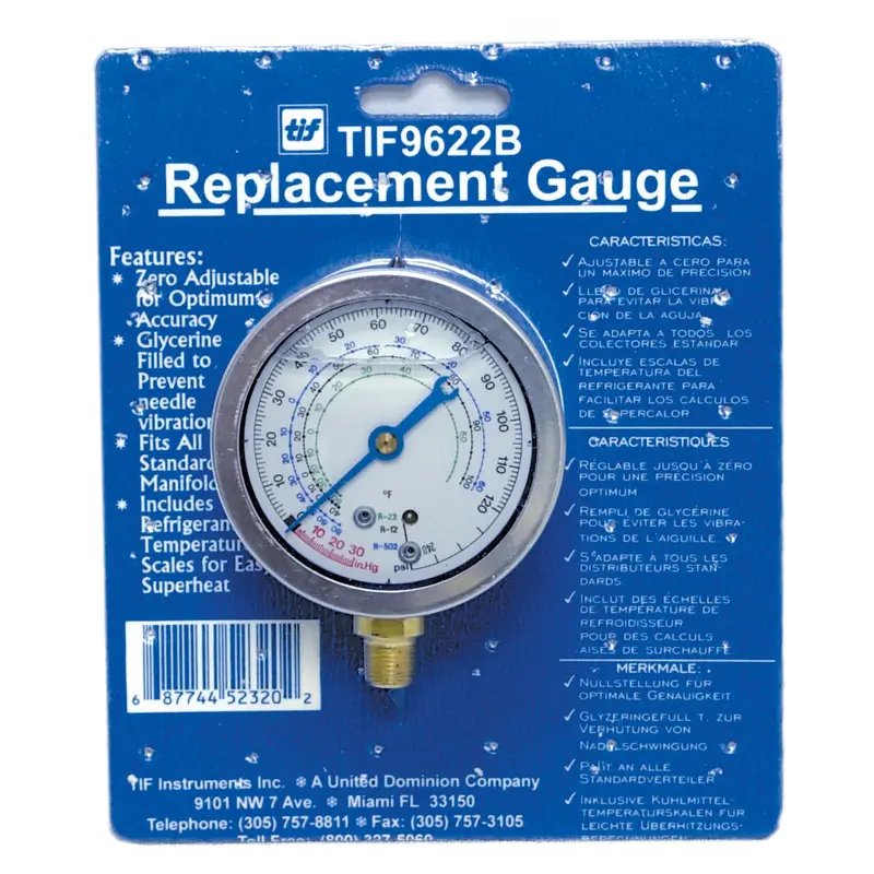 Low Side R12 And R22 Auto Glycerine Refrigerant Gauge Tif9622b Tif Instruments 1
