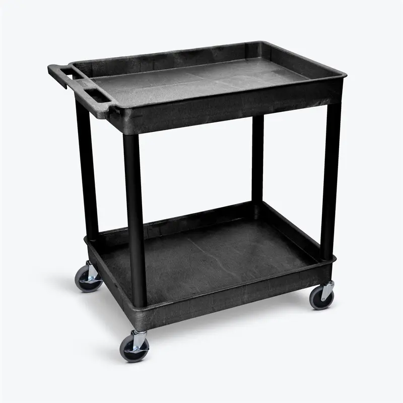 Luxor 2-Shelf Plastic Utility Cart W/ 400 Lb. Capacity Luxtc11 Luxor 1