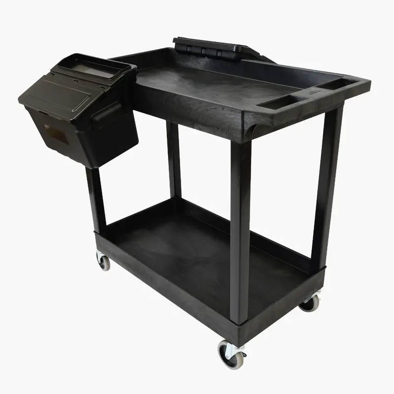 Luxor Two Shelf Cart With Outrigger Bins Luxec11-B-Outrig Luxor 1