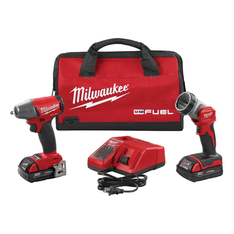 M18 Fuel 3/8 In. Impact Wrench And Led Light W/ (2) Batteries Kit Mlw2895-22Ct Milwaukee Tool 1