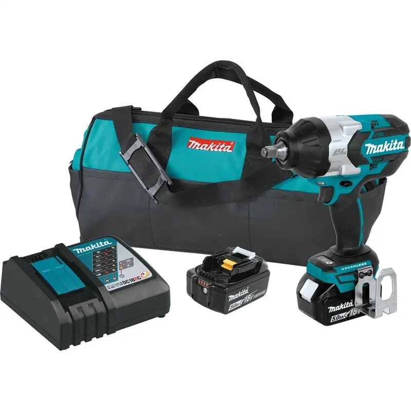 Makita 18V Lxt Lithium?Ion Brushless Cordless High Torque 1/2" Sq. Drive Impact Wrench Kit W/ Friction Ring Anvil (5.0Ah) Makxwt08t Makita 1