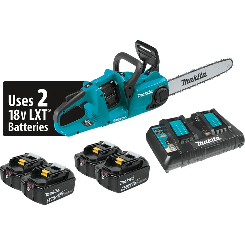 Makita 18V X2 (36V) Lxt 5.0-Ah Lith-Ion Brushless Cordless 14" Chain Saw Kit With 4 Batteries Makxcu03pt1 Makita 1