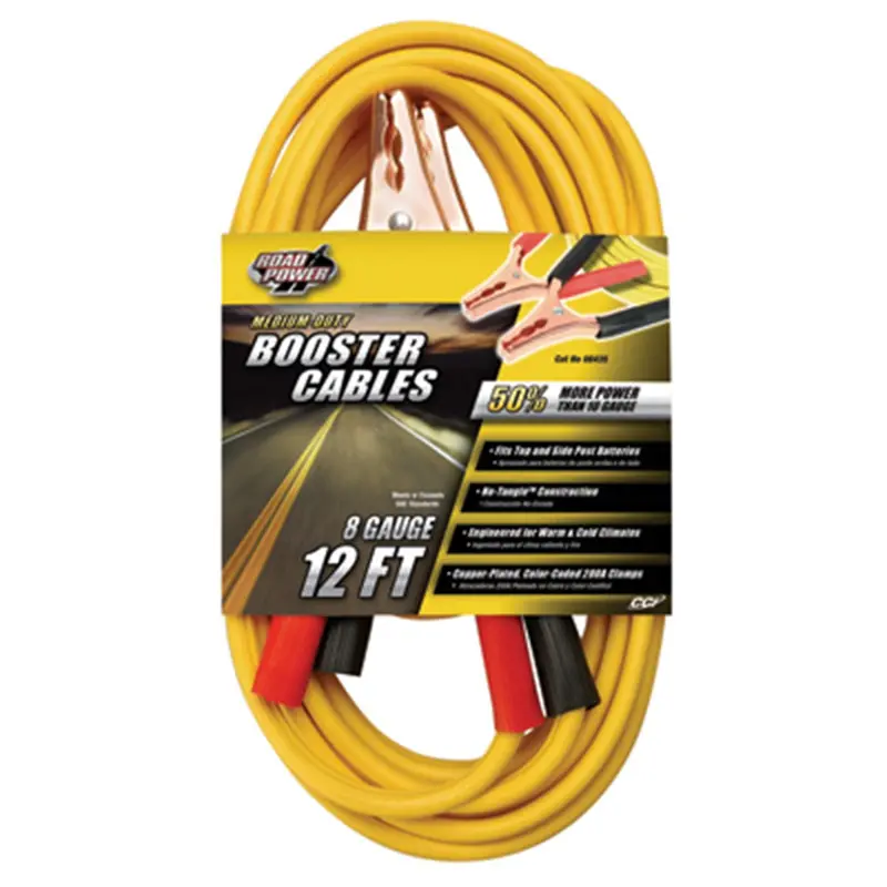 Medium Duty Battery Booster Cables, 12 Foot, 8 Gauge, With 200 Amp Clamps Eci08435 Coleman Cable 1