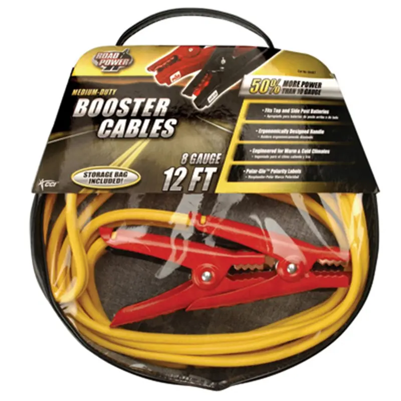 Medium Duty Battery Booster Cables, 12 Foot, 8 Gauge, With 400 Amp Clamps Eci08467 Coleman Cable 1