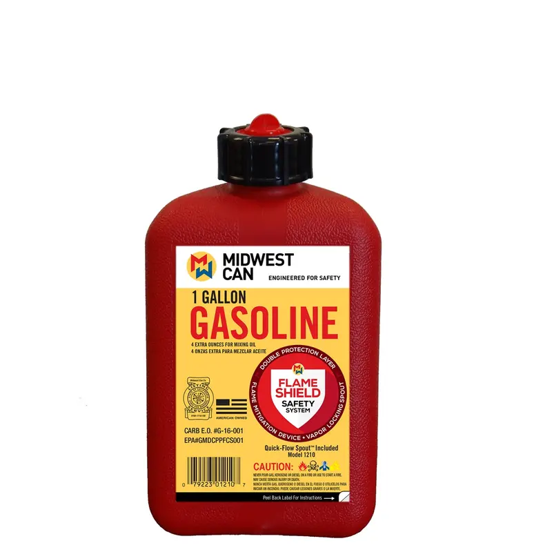 Midwest Can Fmd Gasoline Container, 1 Gallon Gas Can Plus 4 Oz. For Oil Mixture Mwc1210 Midwest Can 1