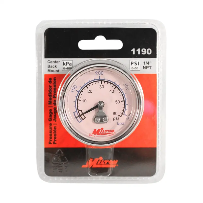 Milton 1/4 In. Npt Mini Pressure Gauge, 0-60 Psi - Cent Mil1190 Milton Industries 1