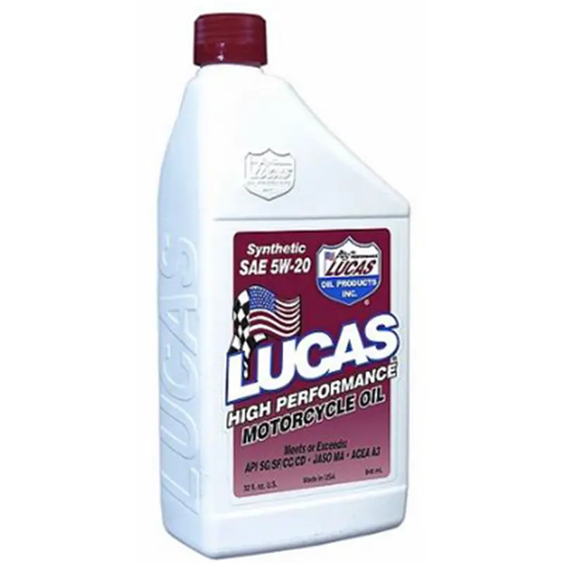 Motorcycle Oil, High Performance, Synthetic 5-20Wt, Case Of 6, Quart Size Bottles Luc10704 Lucas Oil 1