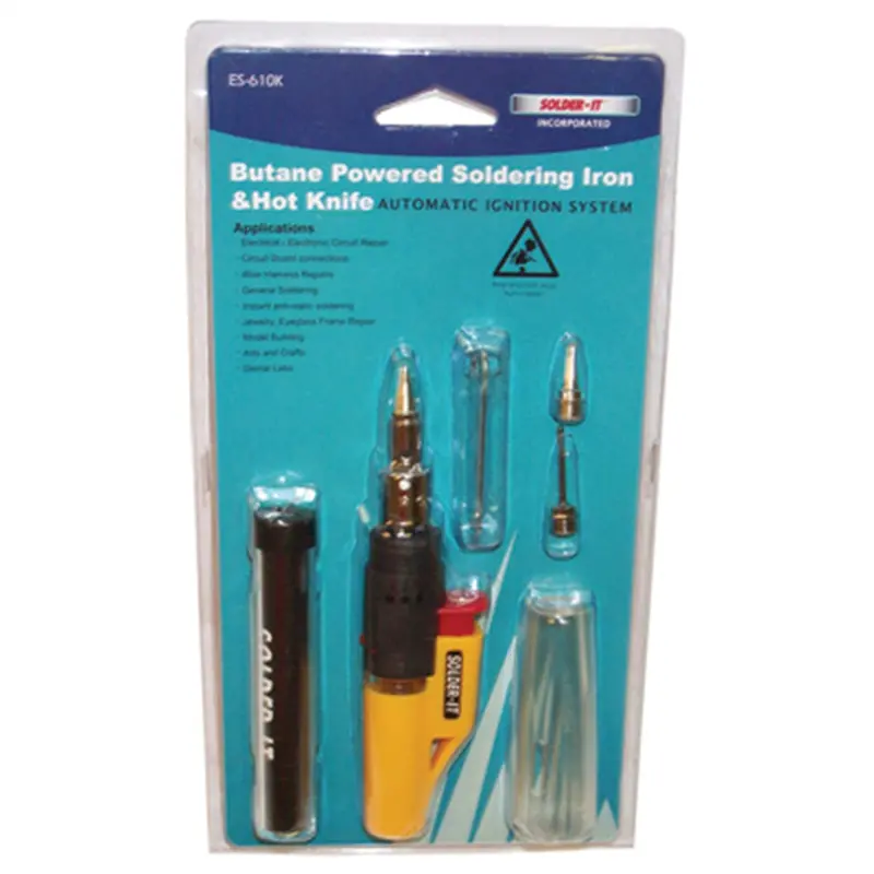 Multi-Function Butane Heat Tool Kit, Hot Knife Or Soldering Iron, With Tips And Wrench Soies-610K Solder-It 1