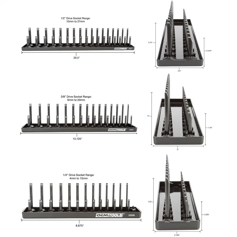 Oemtools 3-Piece Metric Socket Tray Set Oem22211 Great Neck Tools Llc 1