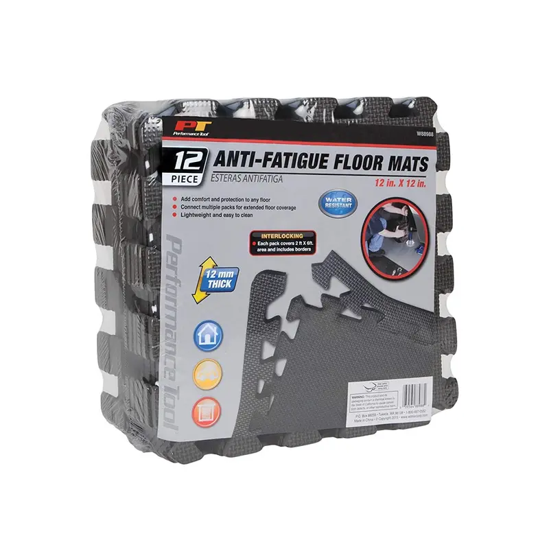 Performance Tool 12 In. X 12. In. Anti-Fatigue Gray Floor Mats (12-Piece) Wlmw88988 Wilmar Corp. / Performance Tool 1