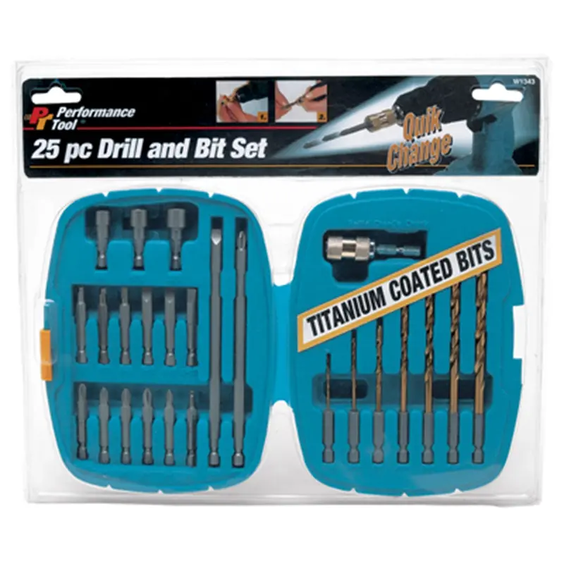 Performance Tool 25-Piece Quick Change Drill & Bit Set In Case Wlmw1343 Wilmar Corp. / Performance Tool 1