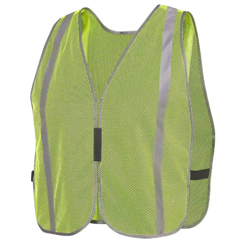Plain Mesh Safety Vest W/ Stripes - Hi-Vis Yellow/Green - One Size Fits Most - (10 Qty Pack) Srwv1030760u-Os Surewerx Usa 1