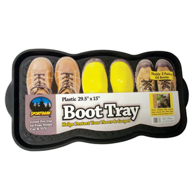 Plastic Boot Tray, 29-1/2" X 15", Durable Plastic With Raised Edge, Holds Three Pair Of Boots Bfombtry New Buffalo Corporation 1