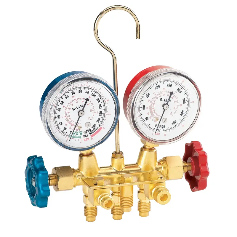 R134a Brass Manifold Gauge Set With Manual Couplers Fjc6721 Fjc, Inc. 1
