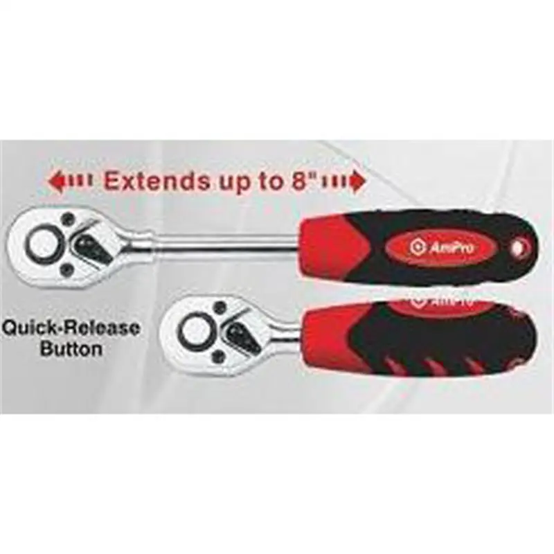 Ratchet, 3/8 Drive, Quick Release, Extendable Up To 8 Inches Ampt19054 Ampro Tools 1