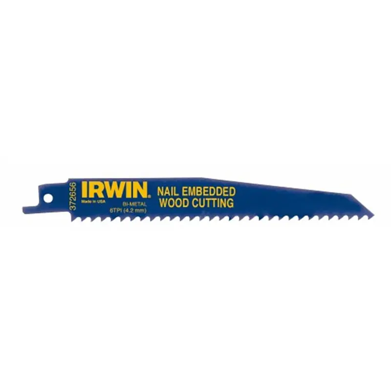 Reciprocating Saw Blade, 6" Long, 6 Tpi, Bi-Metal, For Nail Embedded Wood, 5 Pack Irw372656p5 Irwin Industrial 1
