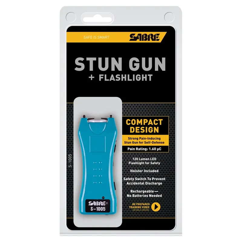 Sabre Teal Dual Capacitor Stun Gun With Flashlight Sabs-1005-Tq Sabre 1