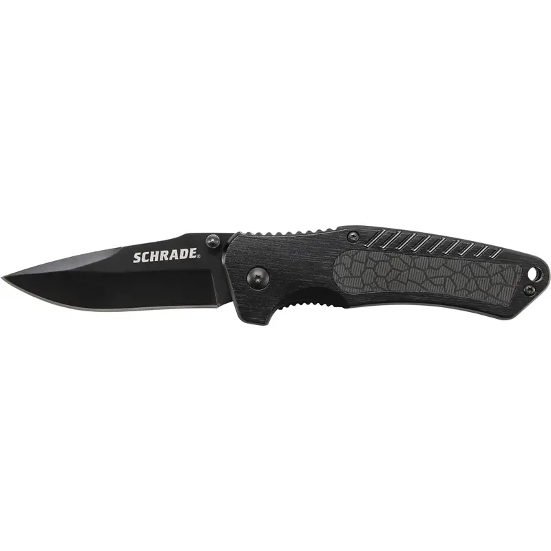 Schrade Liner Lock Folding Knife Drop Point Blade Aluminum Handle Taysch206 Taylor Brands 1