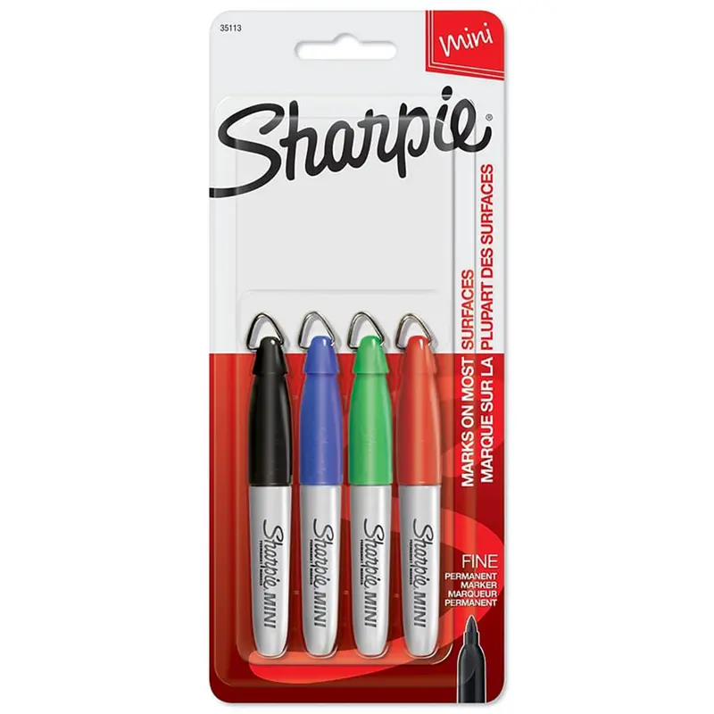 Sharpie Mini Permanent Marker 4-Piece Set (Black, Red, Blue And Green) Shp35113pp Sharpie 1
