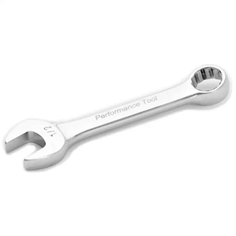 Stubby Chrome Combination Wrench, 1/2", With 12 Point Box End, Fully Polished, 4-1/4" Long Wlmw30516 Wilmar Corp. / Performance Tool 1