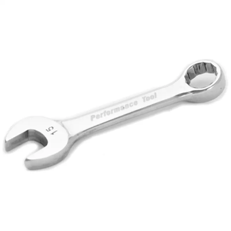 Stubby Chrome Combination Wrench, 15Mm, With 12 Point Box End, Fully Polished, 4-3/4" Long Wlmw30615 Wilmar Corp. / Performance Tool 1