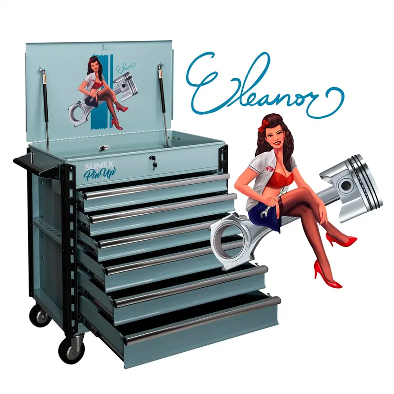 Sunex Tools Full-Drawer Service Cart, Pin Up Girl Eleanor Sun8057xteleanor Sunex 1