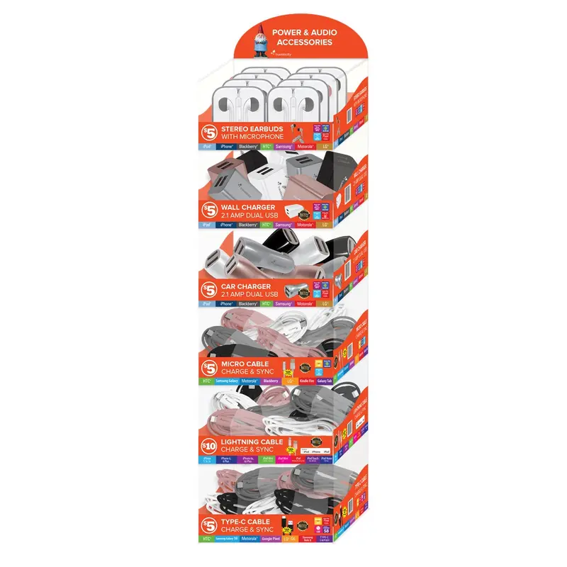 Travelocity 120-Piece Mobile Accessories Grab & Go Tower Miztvi5c-120 White Oak Commercial 1