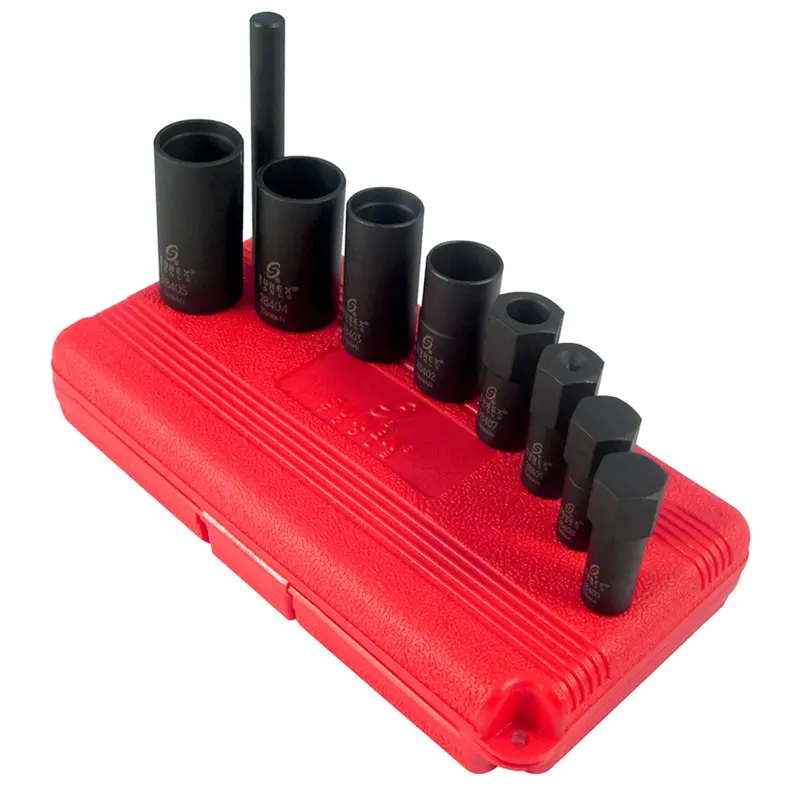 Wheel Lock 1/2" Drive Removal Kit, Tuner Lug Key Kit (9 Pc) Sun2840 Sunex 1