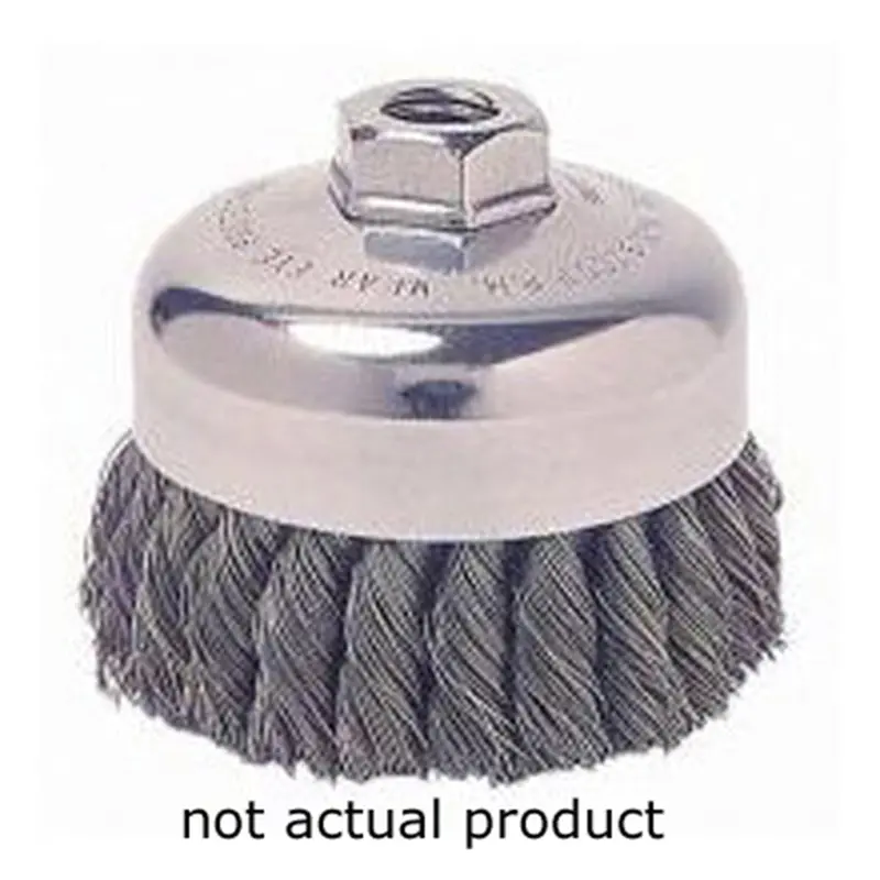 Wire Cup Brush, 3" Diameter, Extra Coarse Knotted Wire, 1/2" - 13 Threaded Arbor, 14,000 Rpm Max Wei36040 Weiler 1
