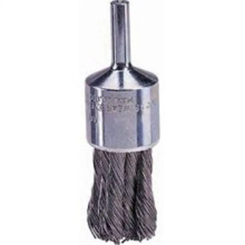 Wire End Brush, 1-1/8" Diameter, .006 Knotted Wire, 1/4" Round Stem, 20,000 Rpm Max Wei10141 Weiler 1