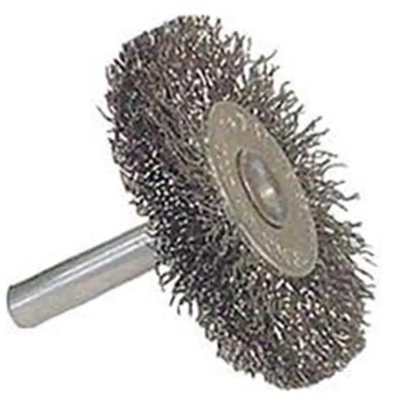 Wire Wheel, 1-1/2" Diameter, Coarse Crimped Wire, 1/4" Round Stem, 20,000 Rpm Max Wei36008 Weiler 1