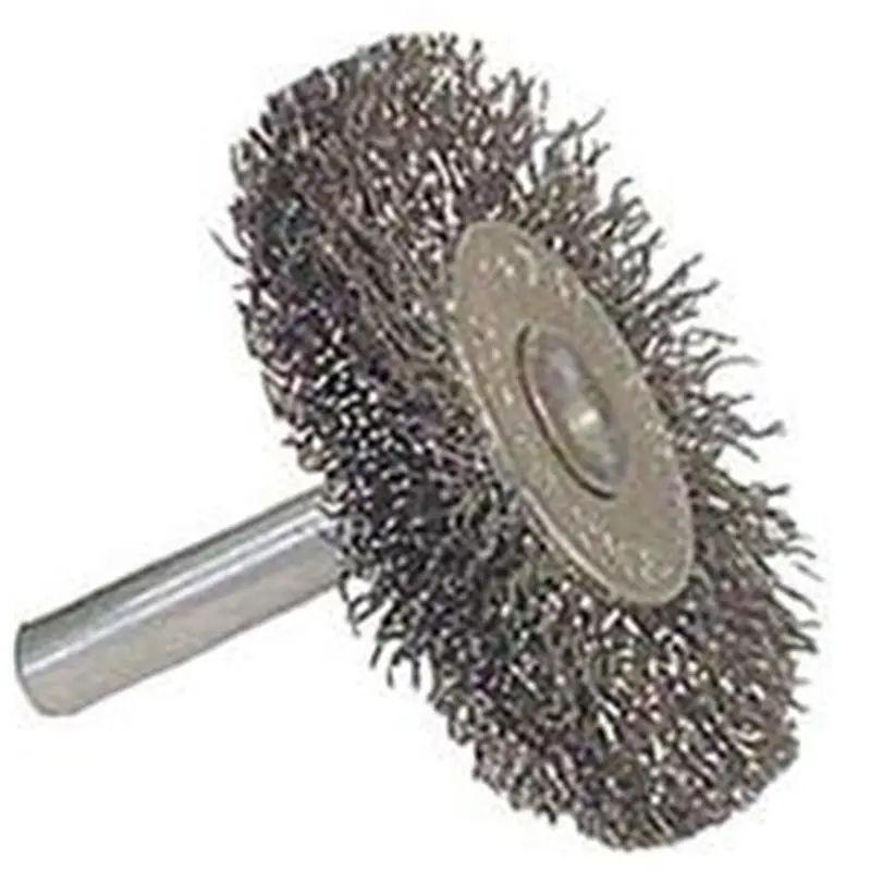 Wire Wheel, 2" Diameter, Coarse Crimped Wire, 1/4" Round Stem, 20,000 Rpm Max Wei36009 Weiler 1