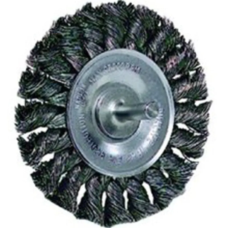 Wire Wheel, 4" Diameter, .014 Knotted Wire, 1/4" Round Stem, 20,000 Rpm Max Wei17687 Weiler 1