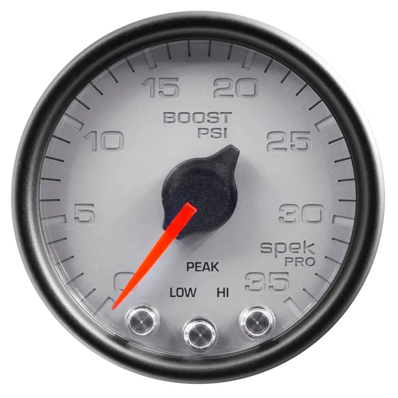 Autometer Spek-Pro Boost Gauge – 2-1/16-Inch Analog Display With Stepper Motor, Peak Hold, And Warning Function (35 Psi Range) 1