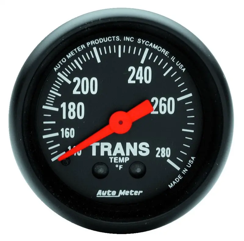 Autometer Z-Series Mechanical Transmission Temperature Gauge – 2-1/16" Dial, 140°F To 280°F, Includes 8-Foot Sensor Lead 1