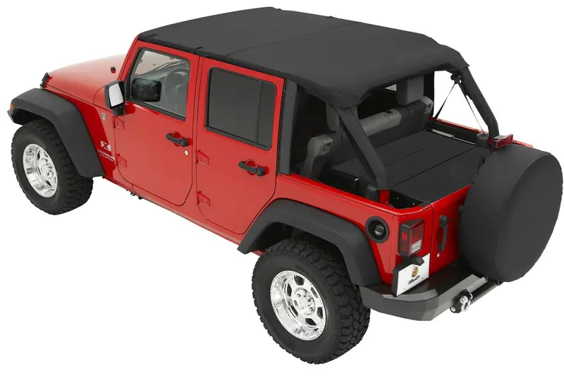 Bestop Header Safari Bikini Top – Compatible With 2007–2009 Jeep Wrangler Jk 4-Door (Black Diamond) 1