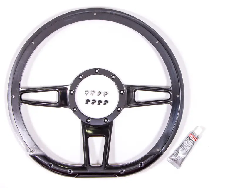Billet Specialties Formula D-Shape Steering Wheel – 14-Inch Black Anodized Aluminum 1