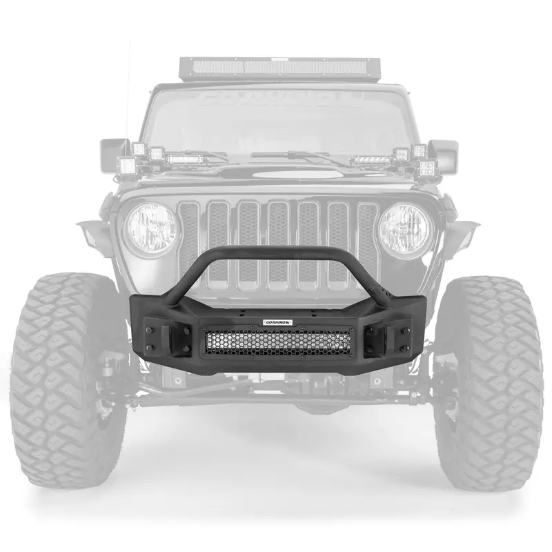 Go Rhino 331101T Winch-Ready Stubby Front Bumper With Overriders – Designed For Jeep 1