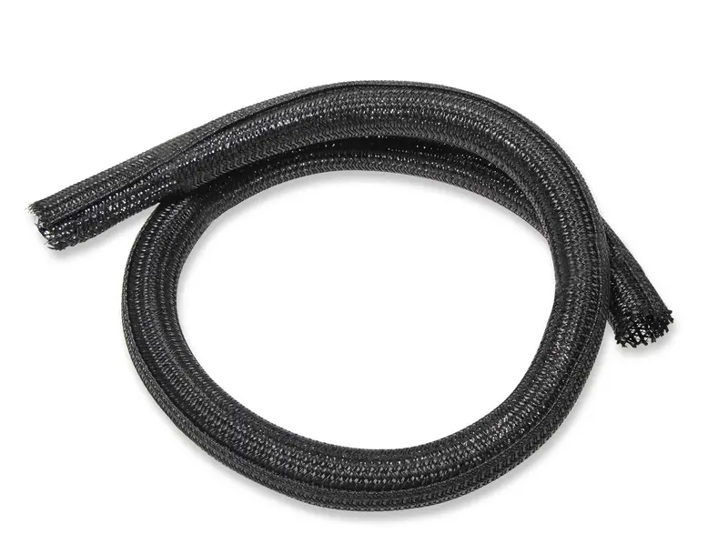Holley Efi Braided Split Wire Loom Tubing – 1/2" Diameter, 10-Foot Roll, Black F6 Grade (Part #573-106) 1