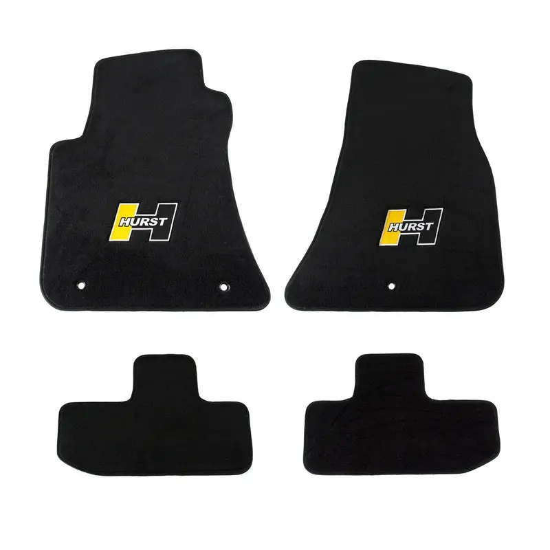 Hurst 6371010 All-Weather Floor Mat Kit – Black, Non-Slip Backing, Red Logo (4-Piece) 1