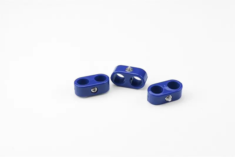 Lokar Double-Position T-Clamp Set – 5/8-Inch An Size, Blue Anodized, 3-Piece Kit For Fuel Or Brake Lines 1