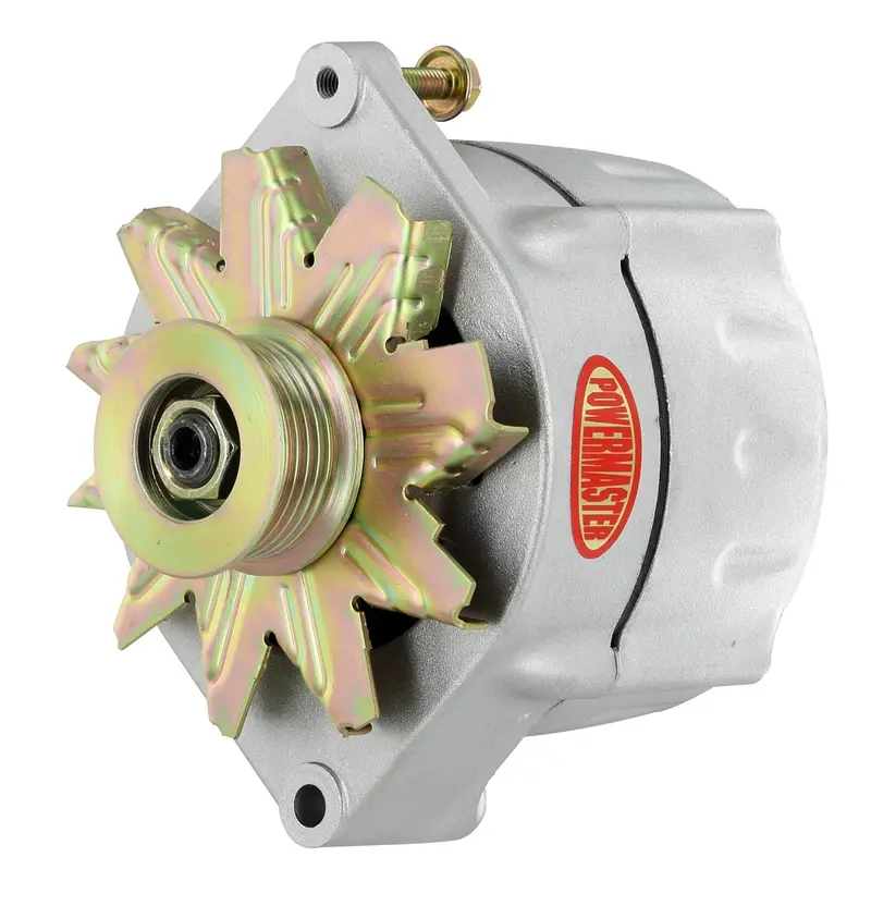 Powermaster 12Si Smooth Look Alternator – 150-Amp Output, 100-Amp Idle, 6-Groove Pulley, Natural Aluminum Finish 1