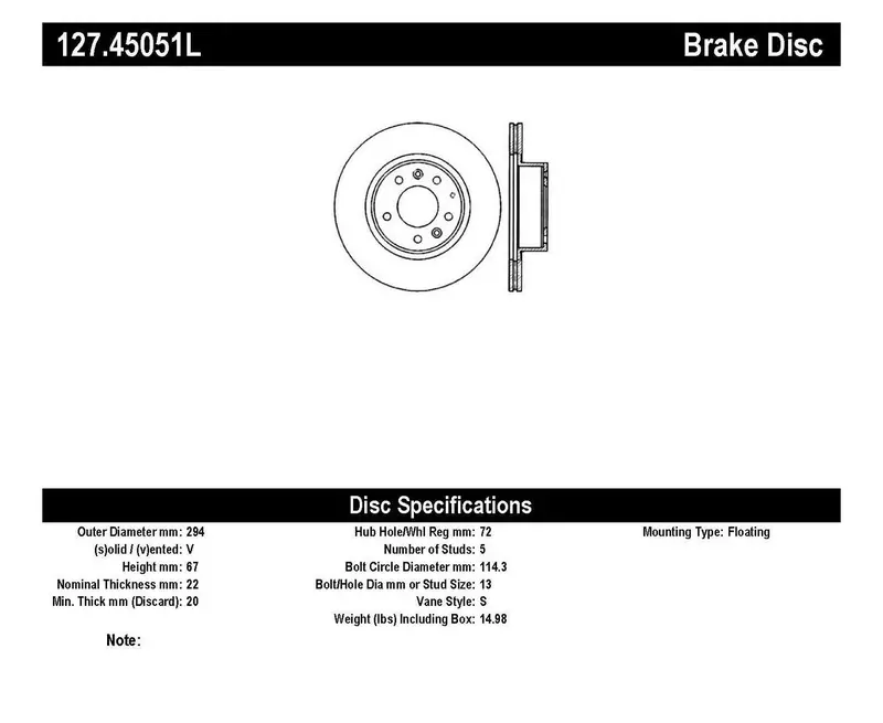 Stoptech 127.45051L Stoptech Sport Drilled/Slotted Brake Rotor; Front Left 1