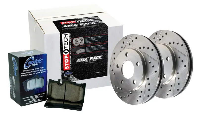 Stoptech 978.58004 Complete 4-Wheel Sport Brake Kit – Slotted & Drilled Rotors With Stainless Lines 1